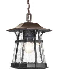 Progress Lighting Pendant Lighting Derby Espresso Craftsman Seeded Glass Lantern Outdoor Pendant Light
