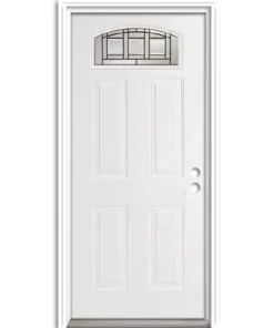 ReliaBilt Front Doors Craftsman Glass 36-in x 80-in Steel Primed Prehung Single Front Door with Brickmould Morelight