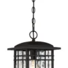 Quoizel Pendant Lighting Canyon Black Craftsman Clear Glass Square Outdoor Pendant Light