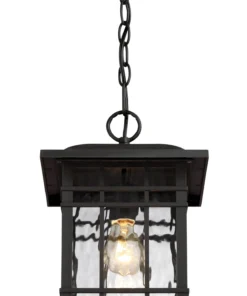 Quoizel Pendant Lighting Canyon Black Craftsman Clear Glass Square Outdoor Pendant Light -Craftsman Store 07752567 scaled