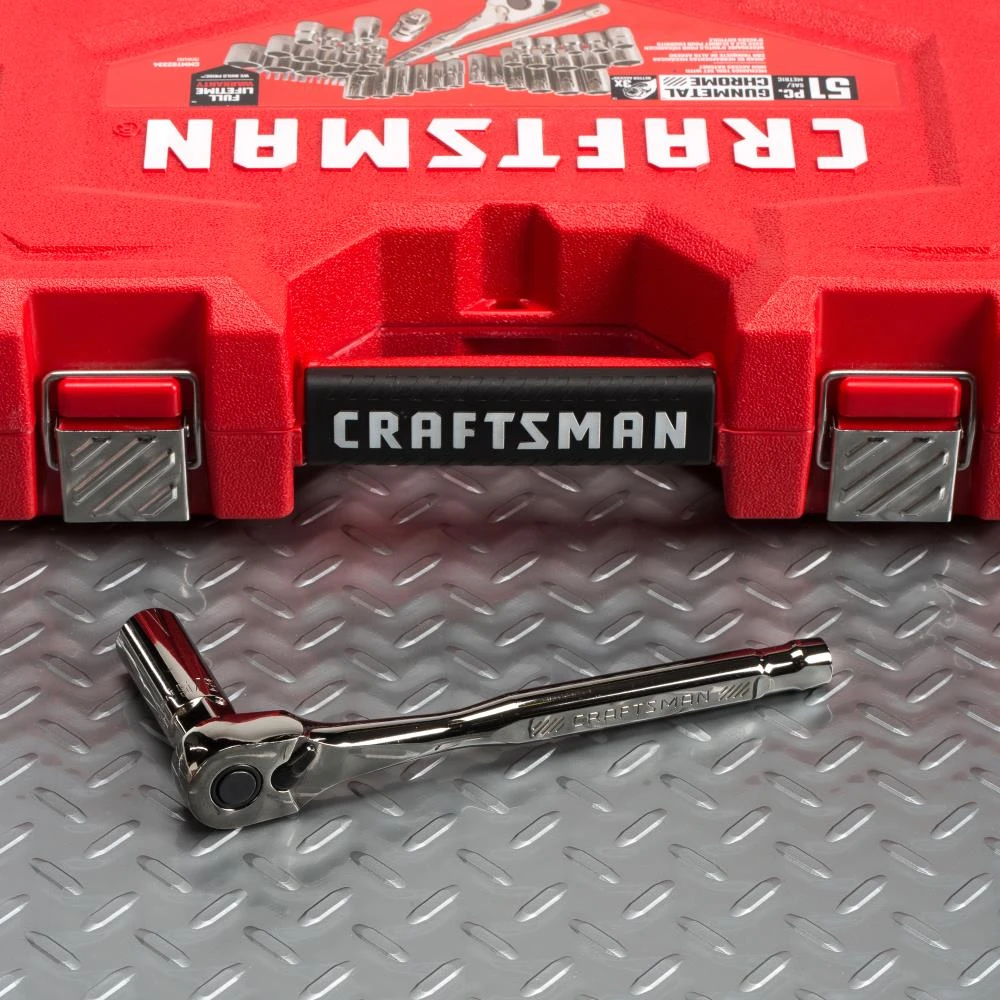 CRAFTSMAN Mechanics Tool Sets 51-Piece Standard (SAE) and Metric Combination Gunmetal Chrome Mechanics Tool Set (3/8-in) 3 CRAFTSMAN Mechanics Tool Sets 51-Piece Standard (SAE) and Metric Combination Gunmetal Chrome Mechanics Tool Set (3/8-in) - Image 3