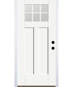 Therma-Tru Benchmark Doors Front Doors 36-in x 80-in Fiberglass Craftsman Left-Hand Inswing Ready To Paint Unfinished Prehung Single Front Door with Brickmould Insulating Core ENERGY STAR Northern Zone ENERGY STAR North/Central Zone ENERGY STAR South/Central Zone ENERGY STAR Southern Zone