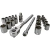 CRAFTSMAN Mechanics Tool Sets 22-Piece Standard (SAE) and Metric Combination Gunmetal Chrome Mechanics Tool Set (3/8-in)