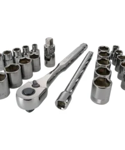 CRAFTSMAN Mechanics Tool Sets 22-Piece Standard (SAE) and Metric Combination Gunmetal Chrome Mechanics Tool Set (3/8-in)