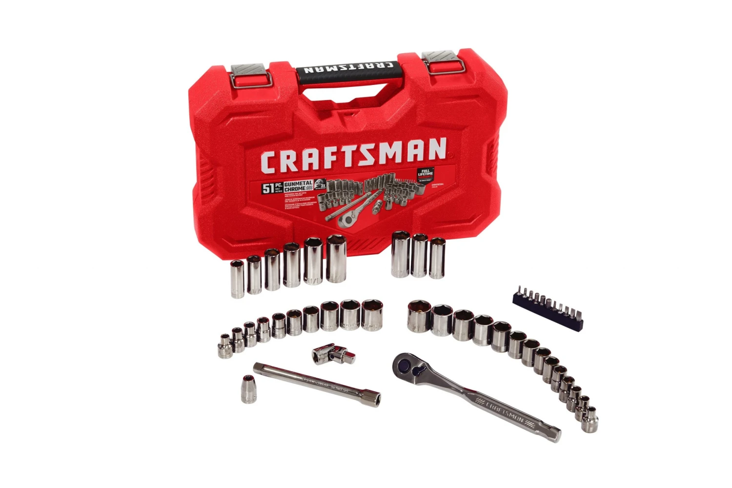 CRAFTSMAN Mechanics Tool Sets 51-Piece Standard (SAE) and Metric Combination Gunmetal Chrome Mechanics Tool Set (3/8-in) 6 CRAFTSMAN Mechanics Tool Sets 51-Piece Standard (SAE) and Metric Combination Gunmetal Chrome Mechanics Tool Set (3/8-in) - Image 6