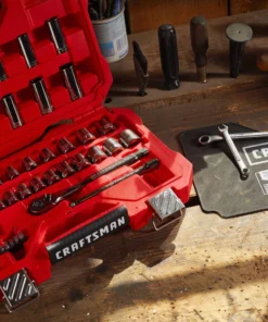 CRAFTSMAN Mechanics Tool Sets 51-Piece Standard (SAE) and Metric Combination Gunmetal Chrome Mechanics Tool Set (3/8-in) 43 CRAFTSMAN Mechanics Tool Sets 51-Piece Standard (SAE) and Metric Combination Gunmetal Chrome Mechanics Tool Set (3/8-in) -Craftsman Store 09223696 scaled