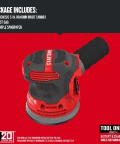 CRAFTSMAN Power Sanders V20 20-Volt Cordless Random Orbital Sander with Dust Management -Craftsman Store 09224775
