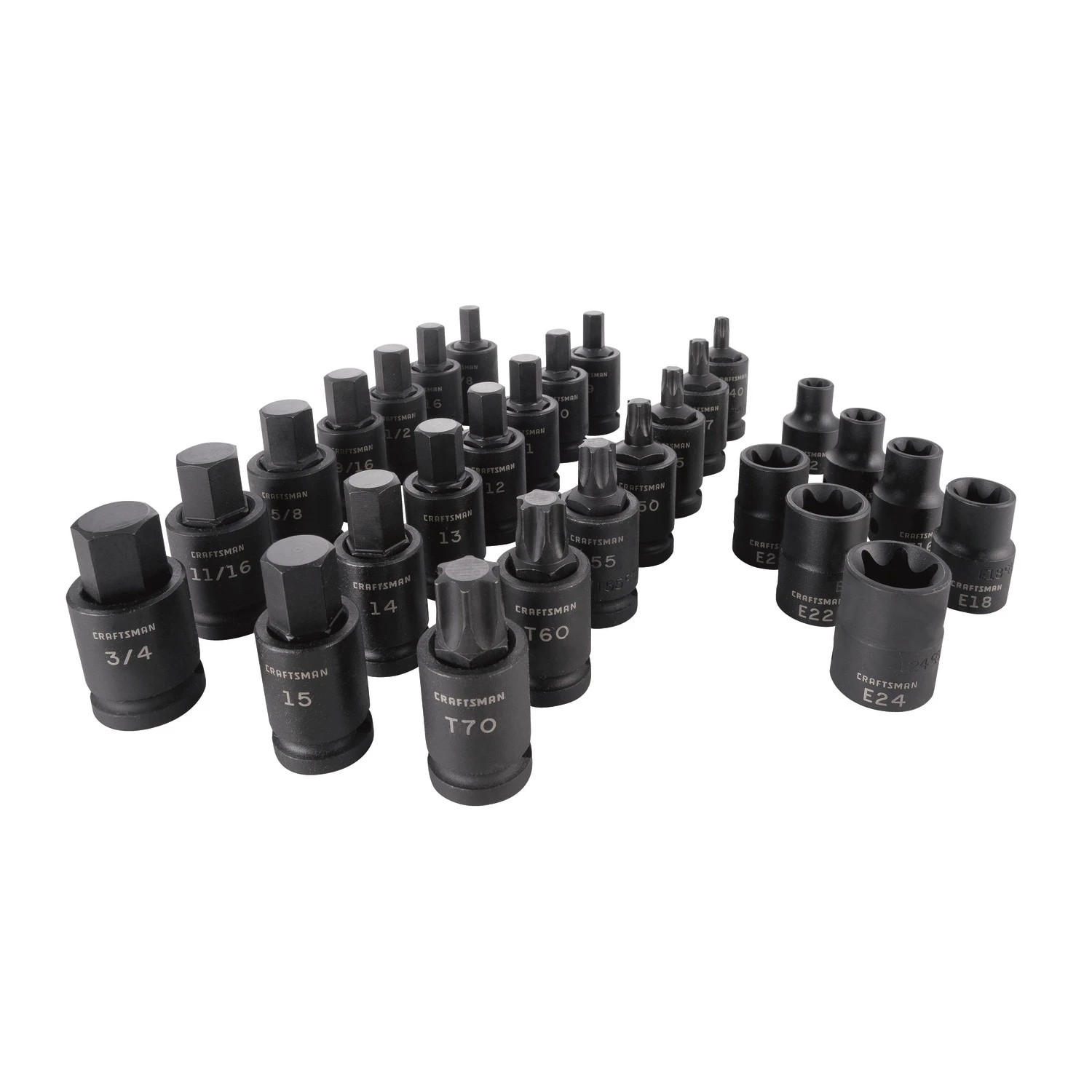 CRAFTSMAN Impact Sockets & Impact Socket Sets 28-Piece Standard (SAE) and Metric Combination 1/2-in Drive Set 6-Point Impact Socket Set 1 CRAFTSMAN Impact Sockets & Impact Socket Sets 28-Piece Standard (SAE) and Metric Combination 1/2-in Drive Set 6-Point Impact Socket Set