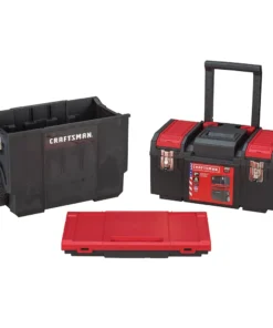 CRAFTSMAN Portable Tool Boxes DIY 19-in Red Plastic Wheels Lockable Tool Box