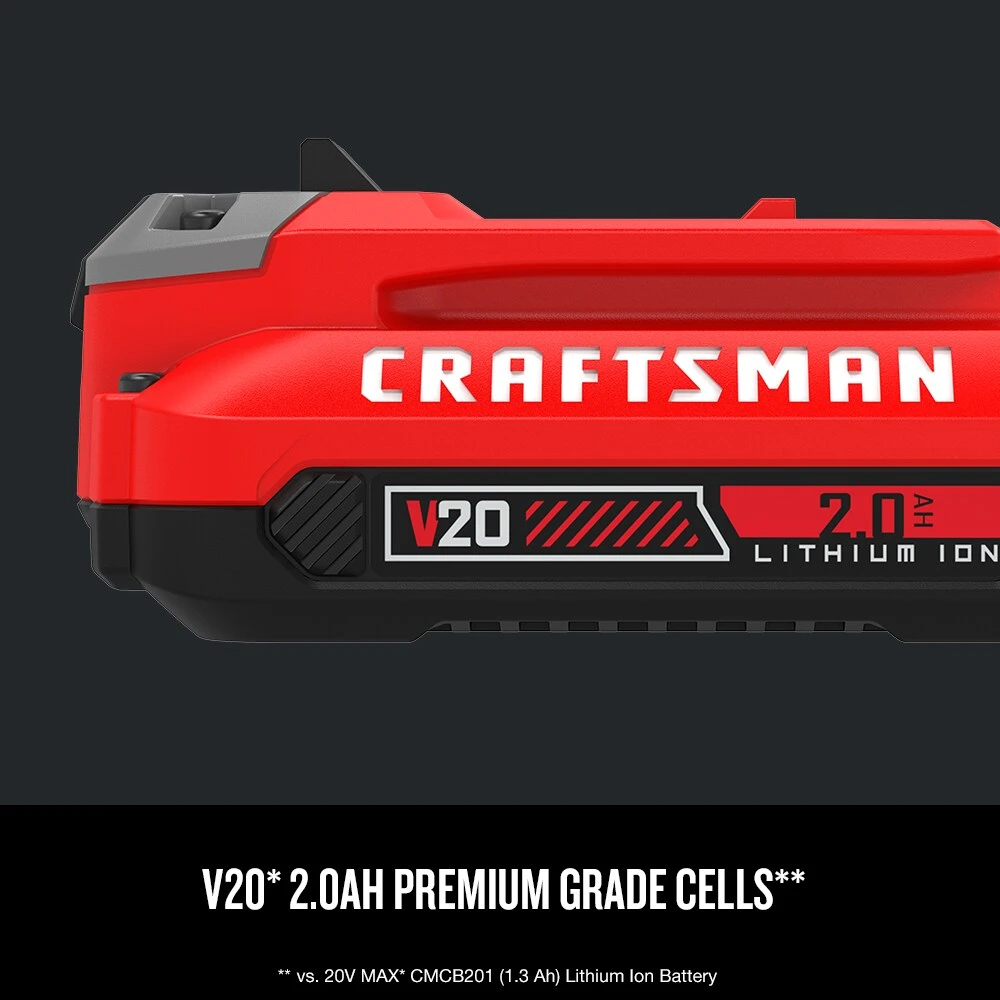 CRAFTSMAN Power Tool Batteries & Chargers V20 20-Volt Max 2 Amp-Hour Lithium Power Tool Battery 4 CRAFTSMAN Power Tool Batteries & Chargers V20 20-Volt Max 2 Amp-Hour Lithium Power Tool Battery - Image 4