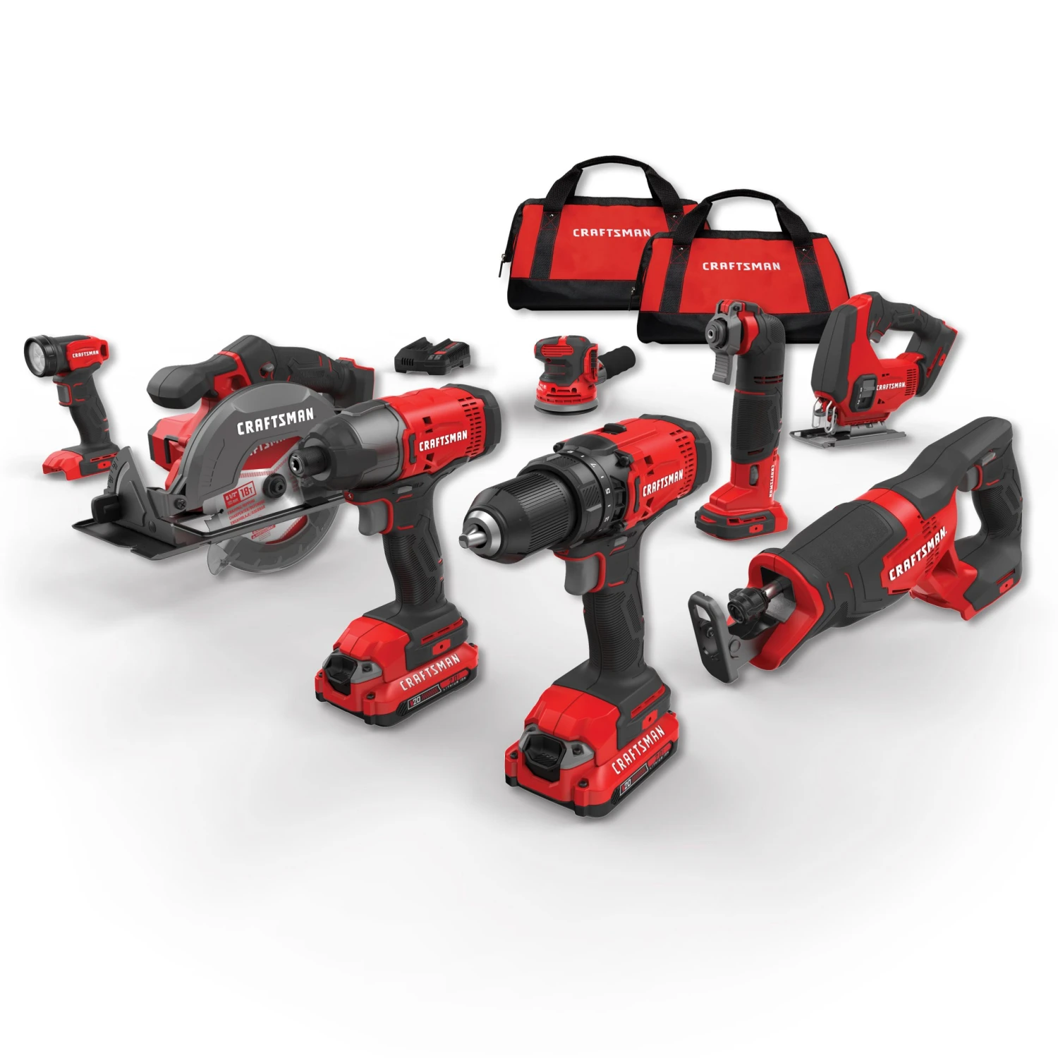 CRAFTSMAN Power Tool Combo Kits V20 8-Tool 20-Volt Max Power Tool Combo Kit with Soft Case (2-Batteries Included and Charger Included) 1 CRAFTSMAN Power Tool Combo Kits V20 8-Tool 20-Volt Max Power Tool Combo Kit with Soft Case (2-Batteries Included and Charger Included)