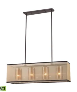 Westmore by ELK Lighting Chandeliers Sandbar 4-Light Oil Rubbed Bronze Craftsman Cage Chandelier