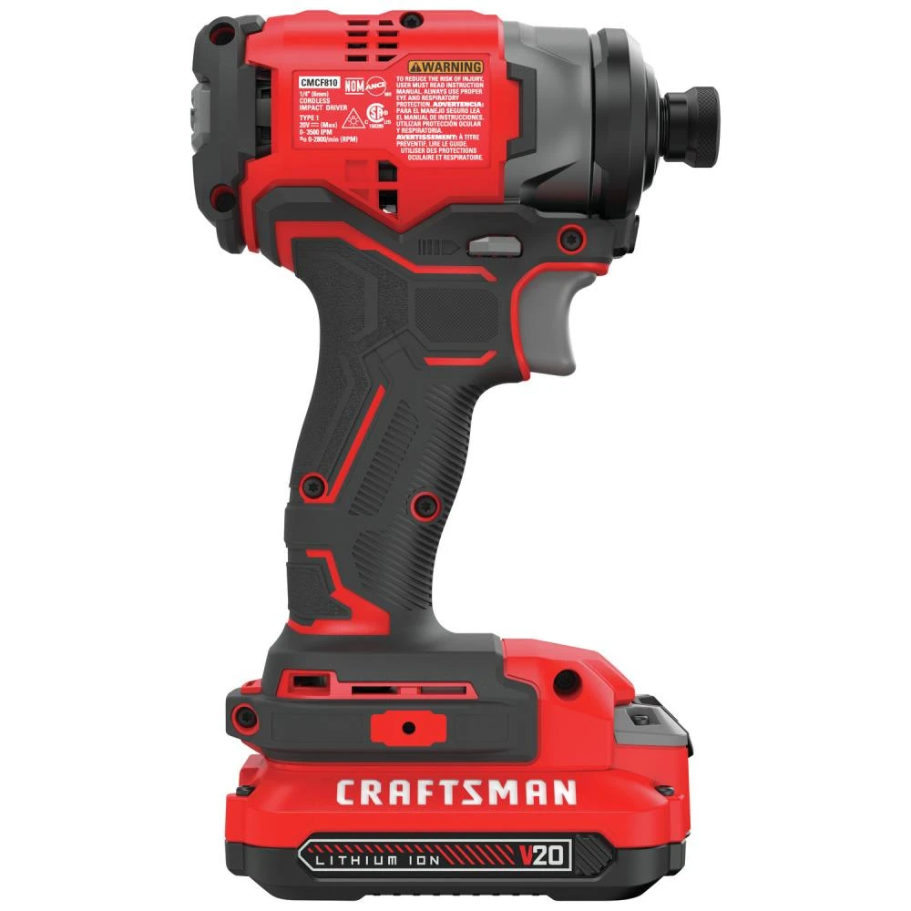 CRAFTSMAN Impact Drivers V20 20-volt Max Variable Speed Brushless Cordless Impact Driver (1-Battery Included) 8 CRAFTSMAN Impact Drivers V20 20-volt Max Variable Speed Brushless Cordless Impact Driver (1-Battery Included) - Image 8