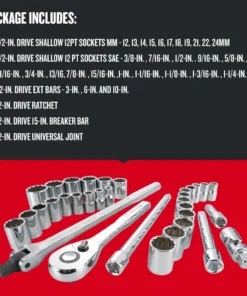 CRAFTSMAN Mechanics Tool Sets 33-Piece Standard (SAE) and Metric Combination Polished Chrome Mechanics Tool Set (3/8-in) -Craftsman Store 10221093