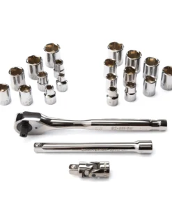 CRAFTSMAN Mechanics Tool Sets 22-Piece Standard (SAE) and Metric Combination Gunmetal Chrome Mechanics Tool Set (3/8-in) -Craftsman Store 10266789