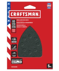 CRAFTSMAN Power Tool Sandpaper Ceramic Mouse Sht Asst Grit 5pk 5-Piece Ceramic Alumina Multi-grade Pack Detail Sandpaper