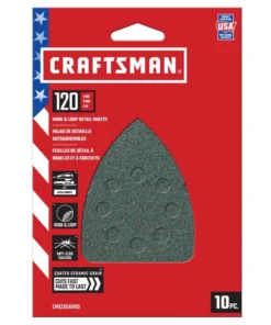 CRAFTSMAN Power Tool Sandpaper Ceramic Mouse Sht 120 Grit 10pk 10-Piece Ceramic Alumina 120-Grit Detail Sandpaper