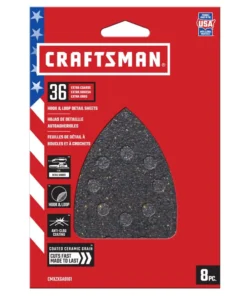 CRAFTSMAN Power Tool Sandpaper Ceramic Mouse Sheet 36 Grit 8pk 8-Piece Ceramic Alumina 36-Grit Detail Sandpaper