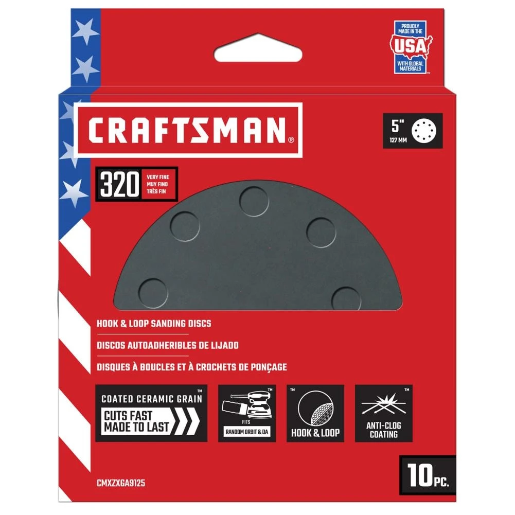 CRAFTSMAN Power Tool Sandpaper 5 In 8H H/L Cer Disc 320 Grt 10pk 10-Piece Ceramic Alumina 320-Grit Disc Sandpaper 1 CRAFTSMAN Power Tool Sandpaper 5 In 8H H/L Cer Disc 320 Grt 10pk 10-Piece Ceramic Alumina 320-Grit Disc Sandpaper