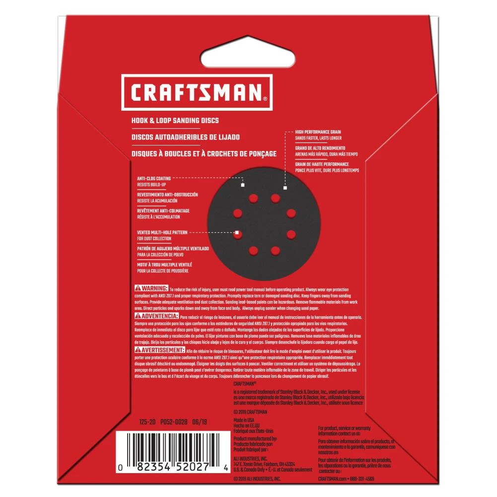 CRAFTSMAN Power Tool Sandpaper 5 In 8H H/L Cer Disc 36 Grit 8pk 8-Piece Ceramic Alumina 36-Grit Disc Sandpaper 2 CRAFTSMAN Power Tool Sandpaper 5 In 8H H/L Cer Disc 36 Grit 8pk 8-Piece Ceramic Alumina 36-Grit Disc Sandpaper - Image 2
