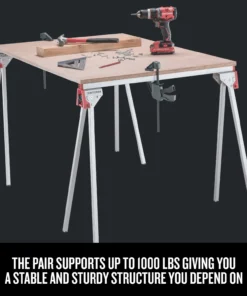 CRAFTSMAN Saw Horses Essential 33.66-in W x 28.9-in H Metal Saw Horse (1000-lb Capacity) -Craftsman Store 11586808