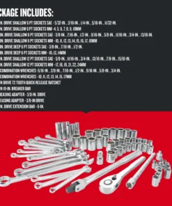 CRAFTSMAN Mechanics Tool Sets 66-Piece Standard (SAE) and Metric Combination Polished Chrome Mechanics Tool Set (3/8-in) -Craftsman Store 11670717