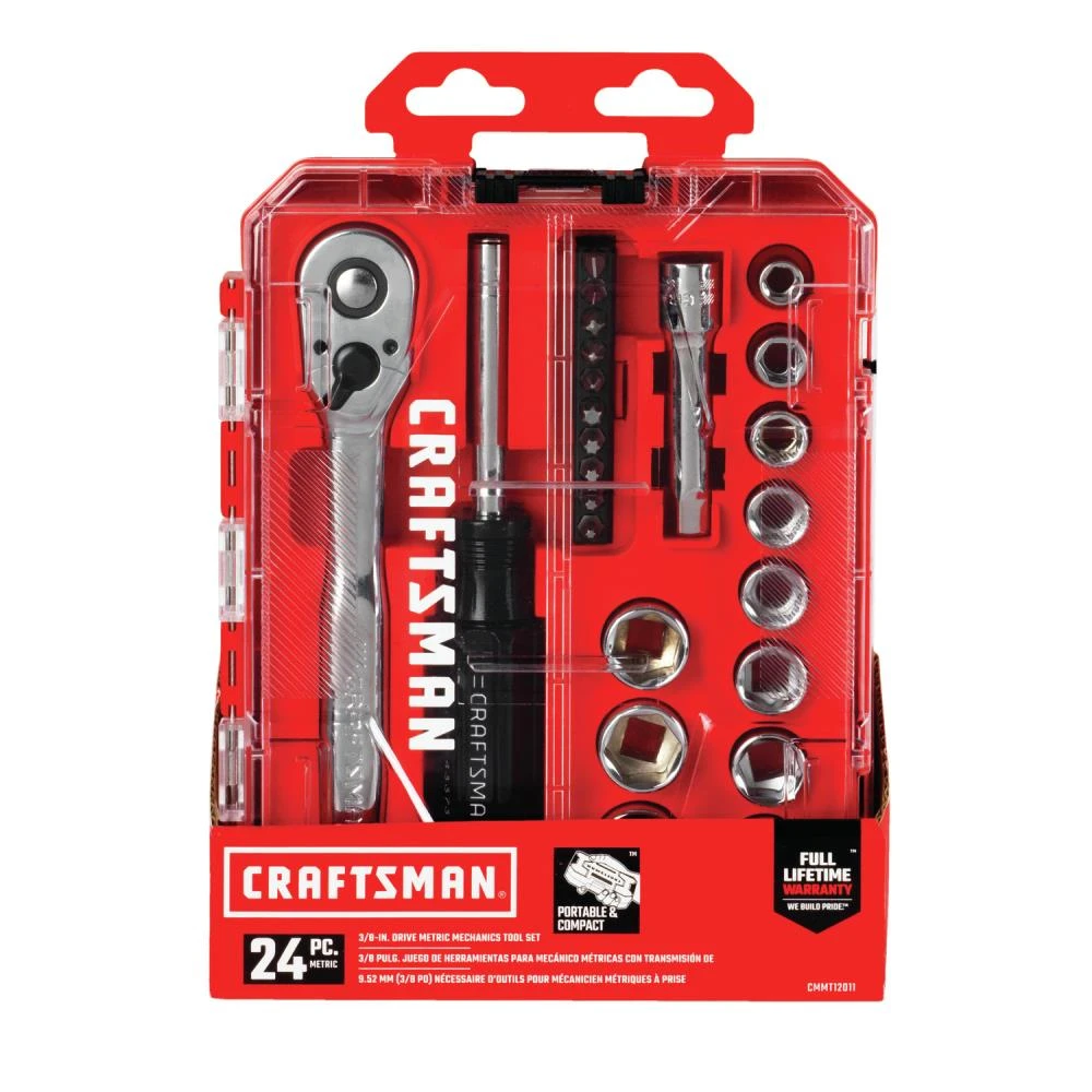 CRAFTSMAN Mechanics Tool Sets 24-Piece Metric Polished Chrome Mechanics Tool Set (3/8-in) 5 CRAFTSMAN Mechanics Tool Sets 24-Piece Metric Polished Chrome Mechanics Tool Set (3/8-in) - Image 5