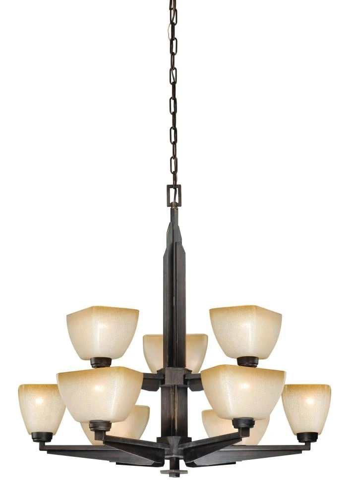 Cascadia Chandeliers Descartes II 9-Light Architectural Bronze Craftsman Chandelier 1 Cascadia Chandeliers Descartes II 9-Light Architectural Bronze Craftsman Chandelier