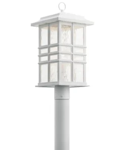 Kichler Post Light Parts Beacon Square 150-Watt 20.5-in White Craftsman Light Post Lantern