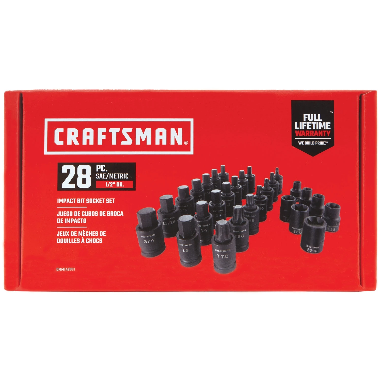 CRAFTSMAN Impact Sockets & Impact Socket Sets 28-Piece Standard (SAE) and Metric Combination 1/2-in Drive Set 6-Point Impact Socket Set 2 CRAFTSMAN Impact Sockets & Impact Socket Sets 28-Piece Standard (SAE) and Metric Combination 1/2-in Drive Set 6-Point Impact Socket Set - Image 2