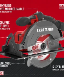CRAFTSMAN Circular Saws V20 20-Volt Max 6-1/2-in Cordless Compact Saw Circular Saw -Craftsman Store 12282991