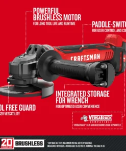 CRAFTSMAN Angle Grinders V20 4.5-in 20-Volt Max Paddle Switch Brushless Cordless Angle Grinder 13 CRAFTSMAN Angle Grinders V20 4.5-in 20-Volt Max Paddle Switch Brushless Cordless Angle Grinder -Craftsman Store 14151726