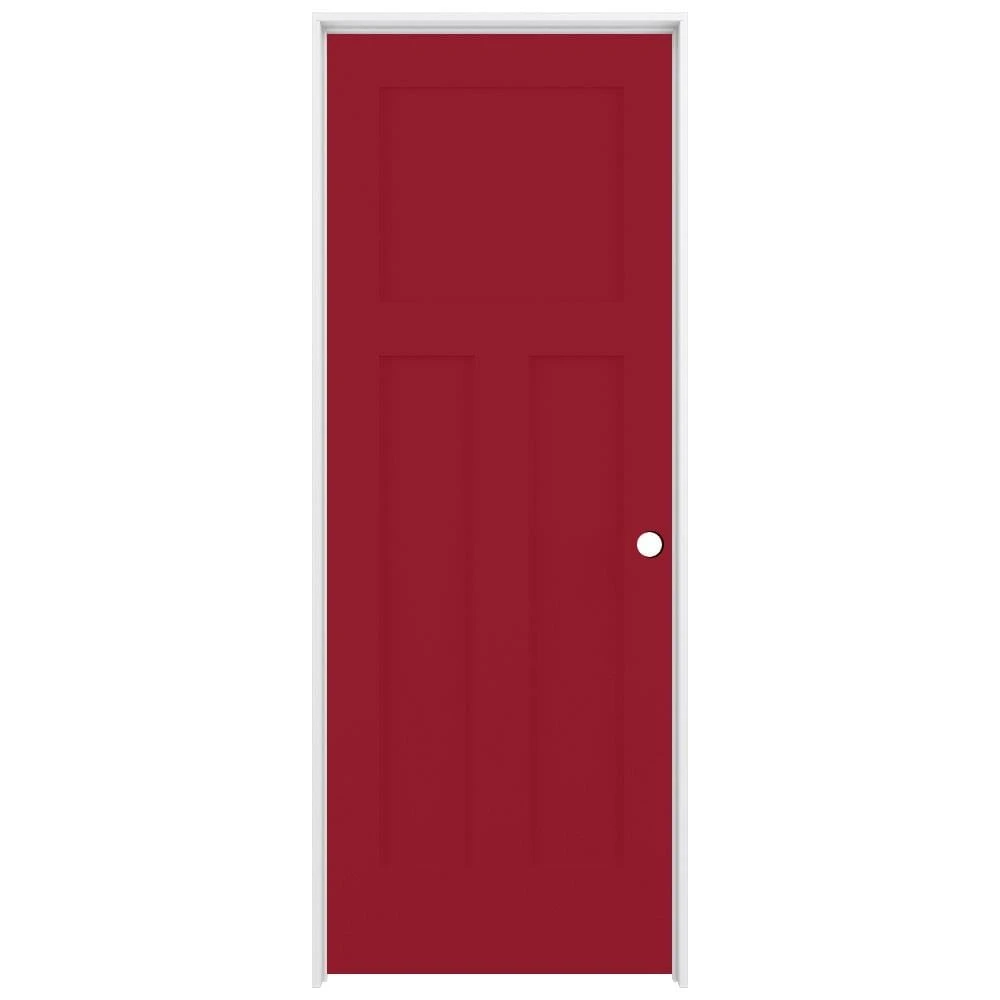 ReliaBilt Prehung Interior Doors Shaker 24-in x 80-in Barn Red 3-Panel Craftsman Solid Core Prefinished Pine MDF Right Hand Inswing Single Prehung Interior Door 1 ReliaBilt Prehung Interior Doors Shaker 24-in x 80-in Barn Red 3-Panel Craftsman Solid Core Prefinished Pine MDF Right Hand Inswing Single Prehung Interior Door
