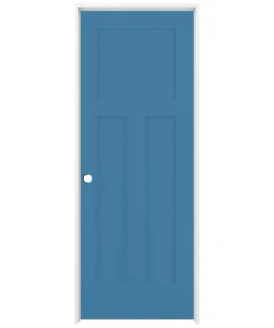ReliaBilt Prehung Interior Doors Shaker 36-in x 80-in Blue Heron 3-Panel Craftsman Solid Core Prefinished Pine MDF Right Hand Inswing Single Prehung Interior Door
