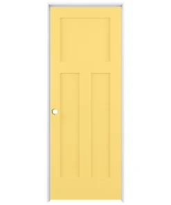 ReliaBilt Prehung Interior Doors Shaker 32-in x 80-in Marigold 3-Panel Craftsman Solid Core Prefinished Pine MDF Right Hand Inswing Single Prehung Interior Door
