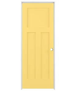 ReliaBilt Prehung Interior Doors Shaker 36-in x 80-in Marigold 3-Panel Craftsman Solid Core Prefinished Pine MDF Left Hand Inswing Single Prehung Interior Door
