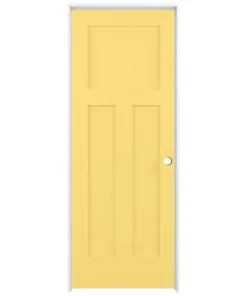 ReliaBilt Prehung Interior Doors Shaker 32-in x 80-in Marigold 3-Panel Craftsman Solid Core Prefinished Pine MDF Left Hand Inswing Single Prehung Interior Door