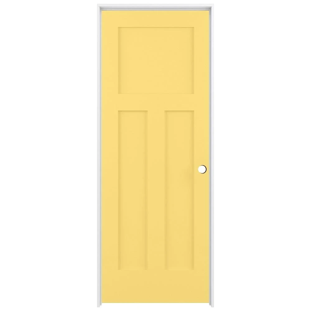 ReliaBilt Prehung Interior Doors Shaker 32-in x 80-in Marigold 3-Panel Craftsman Solid Core Prefinished Pine MDF Left Hand Inswing Single Prehung Interior Door 1 ReliaBilt Prehung Interior Doors Shaker 32-in x 80-in Marigold 3-Panel Craftsman Solid Core Prefinished Pine MDF Left Hand Inswing Single Prehung Interior Door