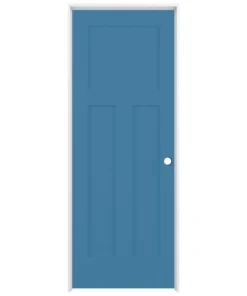 ReliaBilt Prehung Interior Doors Shaker 24-in x 80-in Blue Heron 3-Panel Craftsman Solid Core Prefinished Pine MDF Left Hand Inswing Single Prehung Interior Door