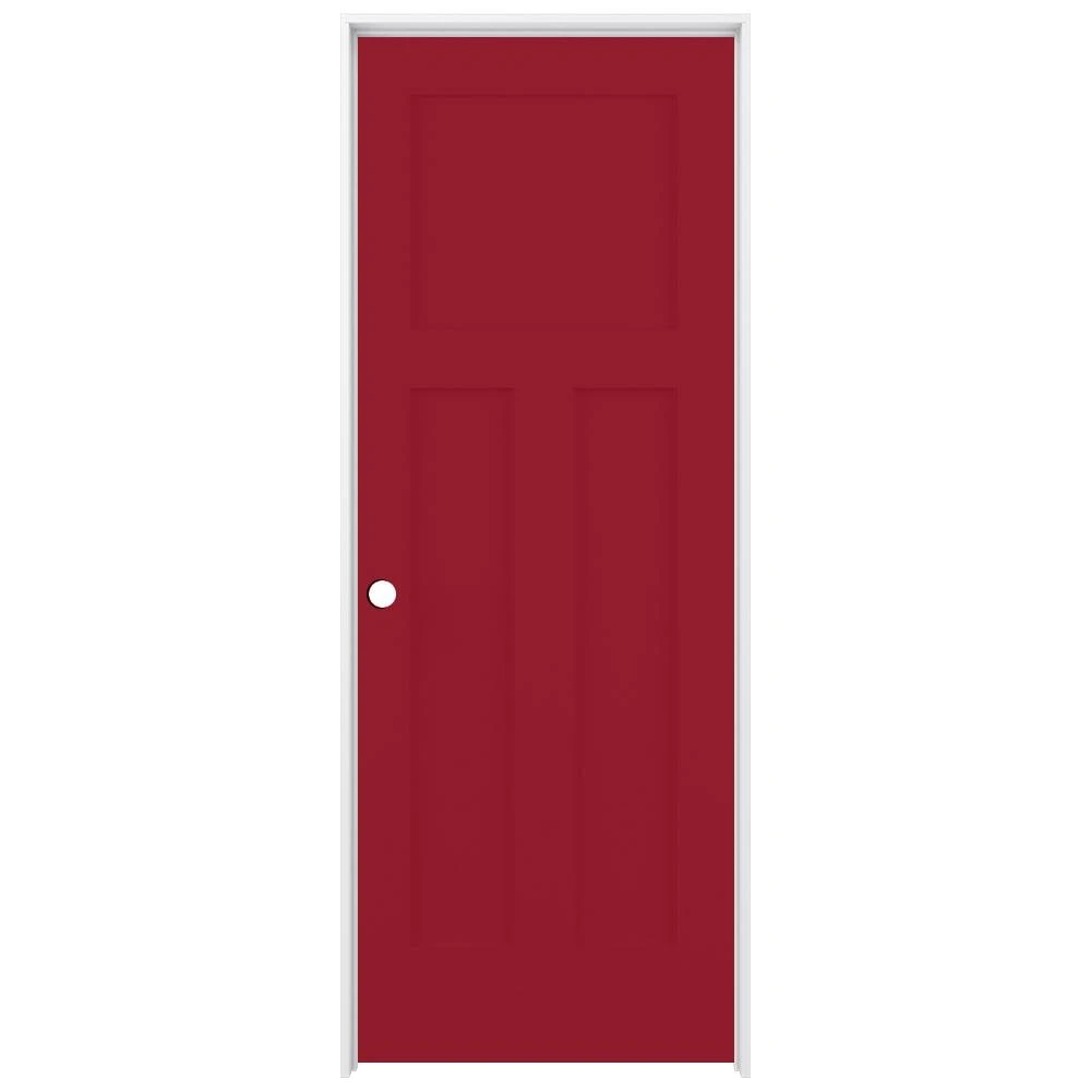 American Building Supply Prehung Interior Doors Shaker 30-in x 80-in Barn Red 3-Panel Craftsman Solid Core Prefinished Pine MDF Left Hand Inswing Single Prehung Interior Door 1 American Building Supply Prehung Interior Doors Shaker 30-in x 80-in Barn Red 3-Panel Craftsman Solid Core Prefinished Pine MDF Left Hand Inswing Single Prehung Interior Door
