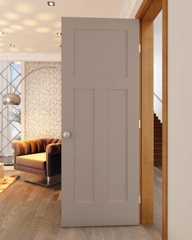 ReliaBilt Prehung Interior Doors Shaker 36-in x 80-in Sand Piper 3-Panel Craftsman Solid Core Prefinished Pine MDF Left Hand Inswing Single Prehung Interior Door 2 ReliaBilt Prehung Interior Doors Shaker 36-in x 80-in Sand Piper 3-Panel Craftsman Solid Core Prefinished Pine MDF Left Hand Inswing Single Prehung Interior Door - Image 2