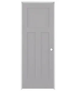 American Building Supply Prehung Interior Doors Shaker 28-in x 80-in Driftwood 3-Panel Craftsman Solid Core Prefinished Pine MDF Left Hand Inswing Single Prehung Interior Door
