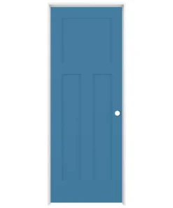 ReliaBilt Prehung Interior Doors Shaker 32-in x 80-in Blue Heron 3-Panel Craftsman Solid Core Prefinished Pine MDF Left Hand Inswing Single Prehung Interior Door