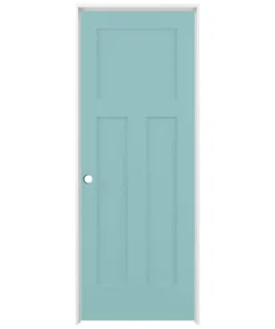 American Building Supply Prehung Interior Doors Shaker 36-in x 80-in Sea Mist 3-Panel Craftsman Solid Core Prefinished Pine MDF Right Hand Inswing Single Prehung Interior Door
