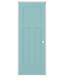 American Building Supply Prehung Interior Doors Shaker 28-in x 80-in Sea Mist 3-Panel Craftsman Solid Core Prefinished Pine MDF Left Hand Inswing Single Prehung Interior Door