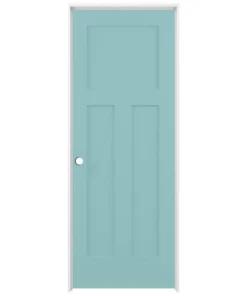 American Building Supply Prehung Interior Doors Shaker 24-in x 80-in Sea Mist 3-Panel Craftsman Solid Core Prefinished Pine MDF Right Hand Inswing Single Prehung Interior Door