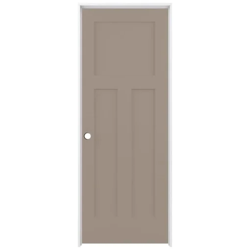 American Building Supply Prehung Interior Doors Shaker 32-in x 80-in Sand Piper 3-Panel Craftsman Solid Core Prefinished Pine MDF Left Hand Inswing Single Prehung Interior Door -Craftsman Store 14997725