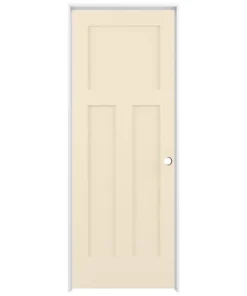 American Building Supply Prehung Interior Doors Shaker 24-in x 80-in Cream-n-sugar 3-Panel Craftsman Solid Core Prefinished Pine MDF Left Hand Inswing Single Prehung Interior Door