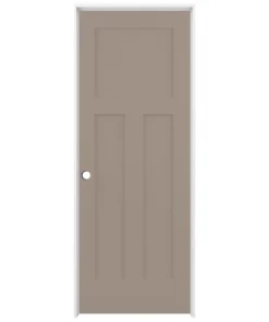 American Building Supply Prehung Interior Doors Shaker 30-in x 80-in Sand Piper 3-Panel Craftsman Solid Core Prefinished Pine MDF Left Hand Inswing Single Prehung Interior Door