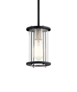 Kichler Pendant Lighting Loman Matte Black and Brushed Nickel Craftsman Clear Glass Cylinder Mini Pendant Light 18 Kichler Pendant Lighting Loman Matte Black and Brushed Nickel Craftsman Clear Glass Cylinder Mini Pendant Light -Craftsman Store 15195420